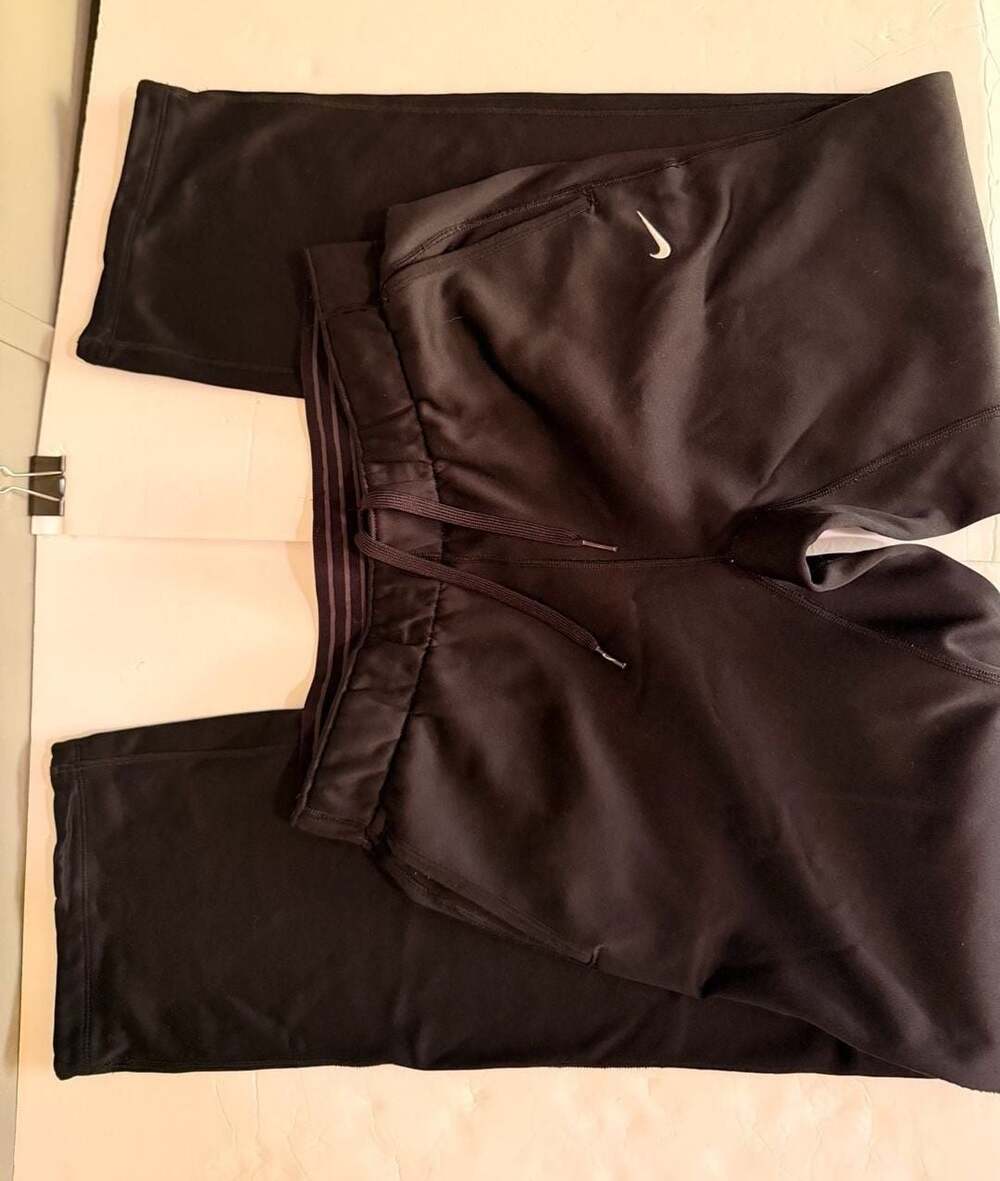 Nike Studio Fleece Sport Dri-Fit Mid-Rise Open-Hem Pants Black